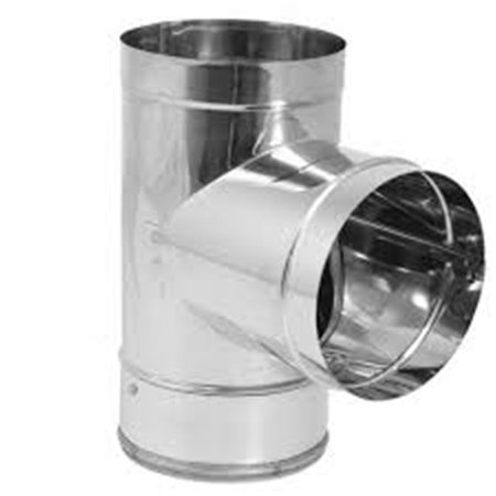 KEEN 6 dia. DuraBlack Stove Pipe Single Wall Tee with Clean - Stainless Steel KE2547618